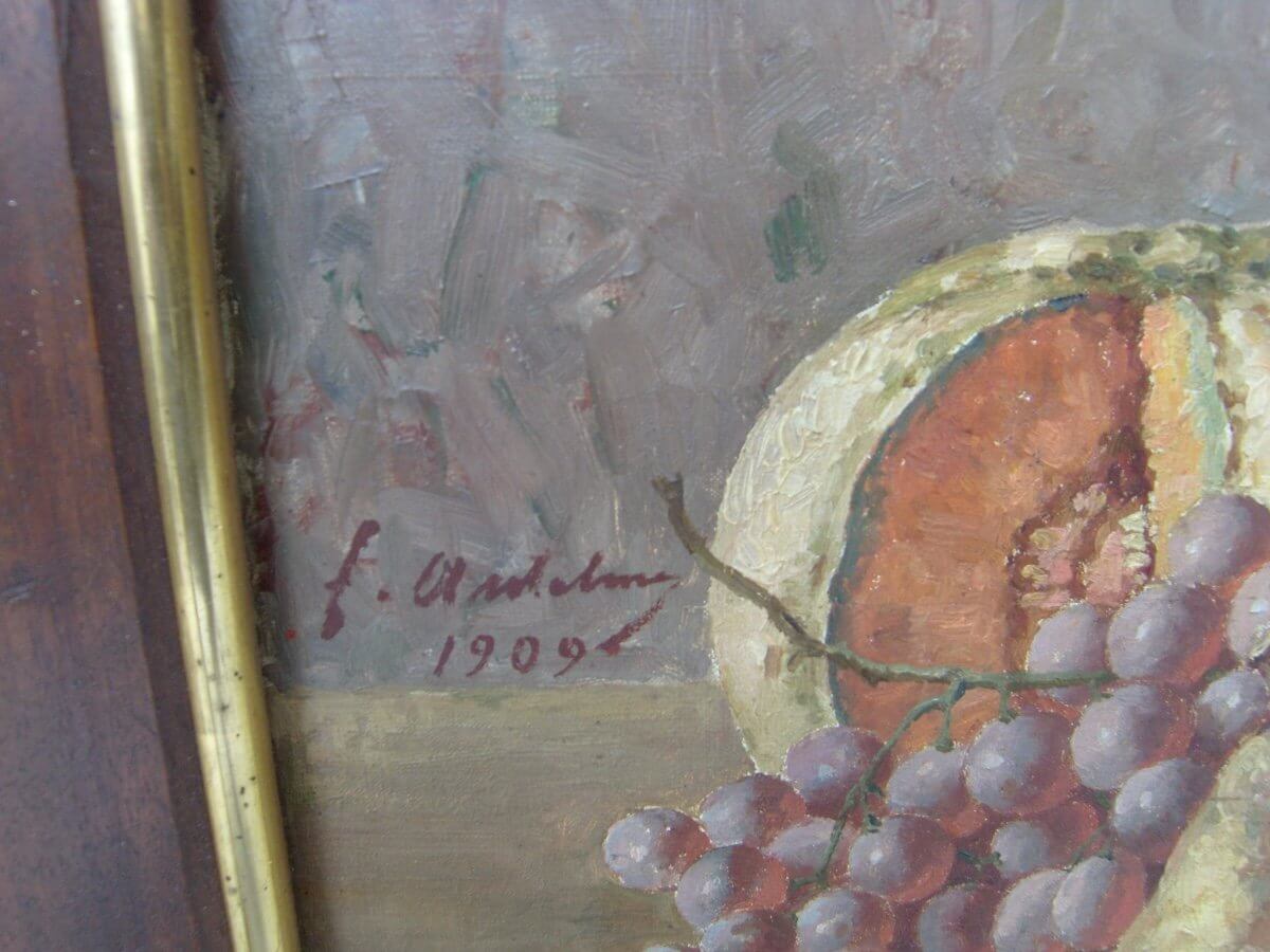 Tableau, Peinture Nature Morte Aux Raisins .