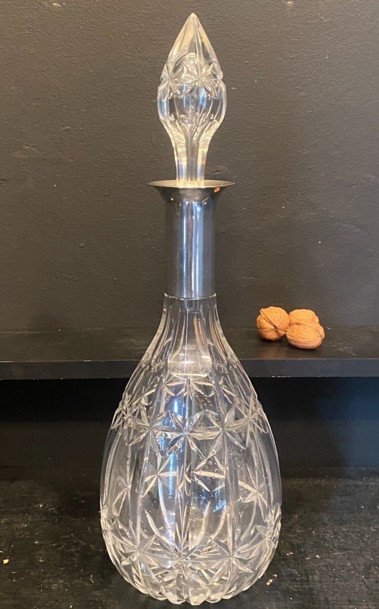 Carafe En Cristal Et Col En Argent