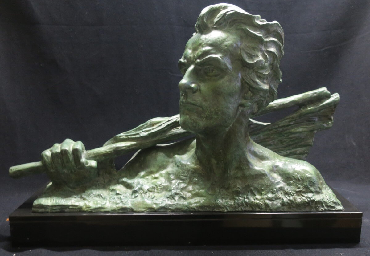 Buste en bronze de Jean Mermoz signé Ouline