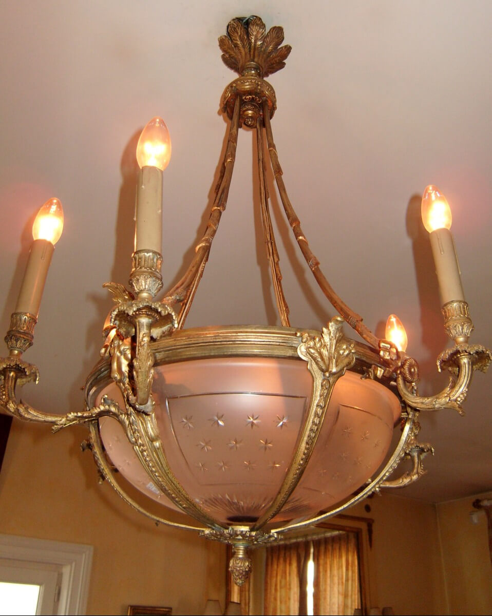 lustre en bronze et cristal Napoléon III
