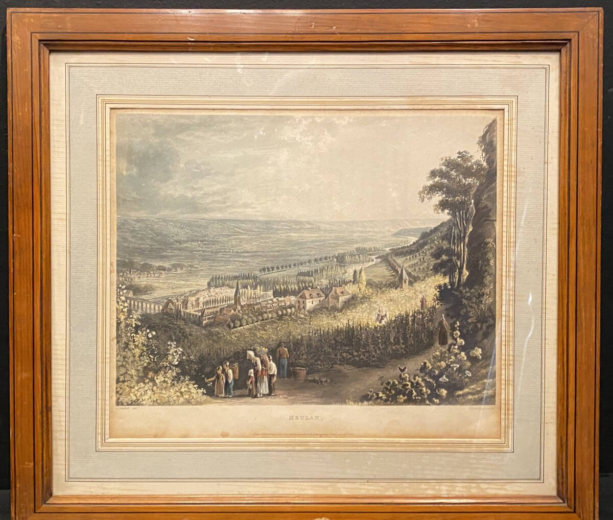 Gravure colorée du XIX°; Meulan