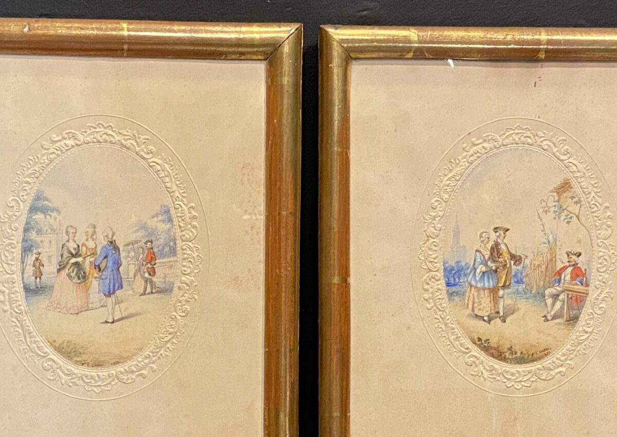 paire de dessins, signés E Lebel