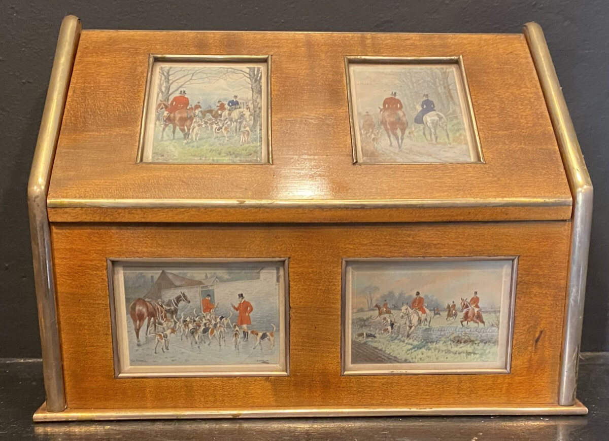 boite à courriers Napoléon III, aquarelles de chasse à courre