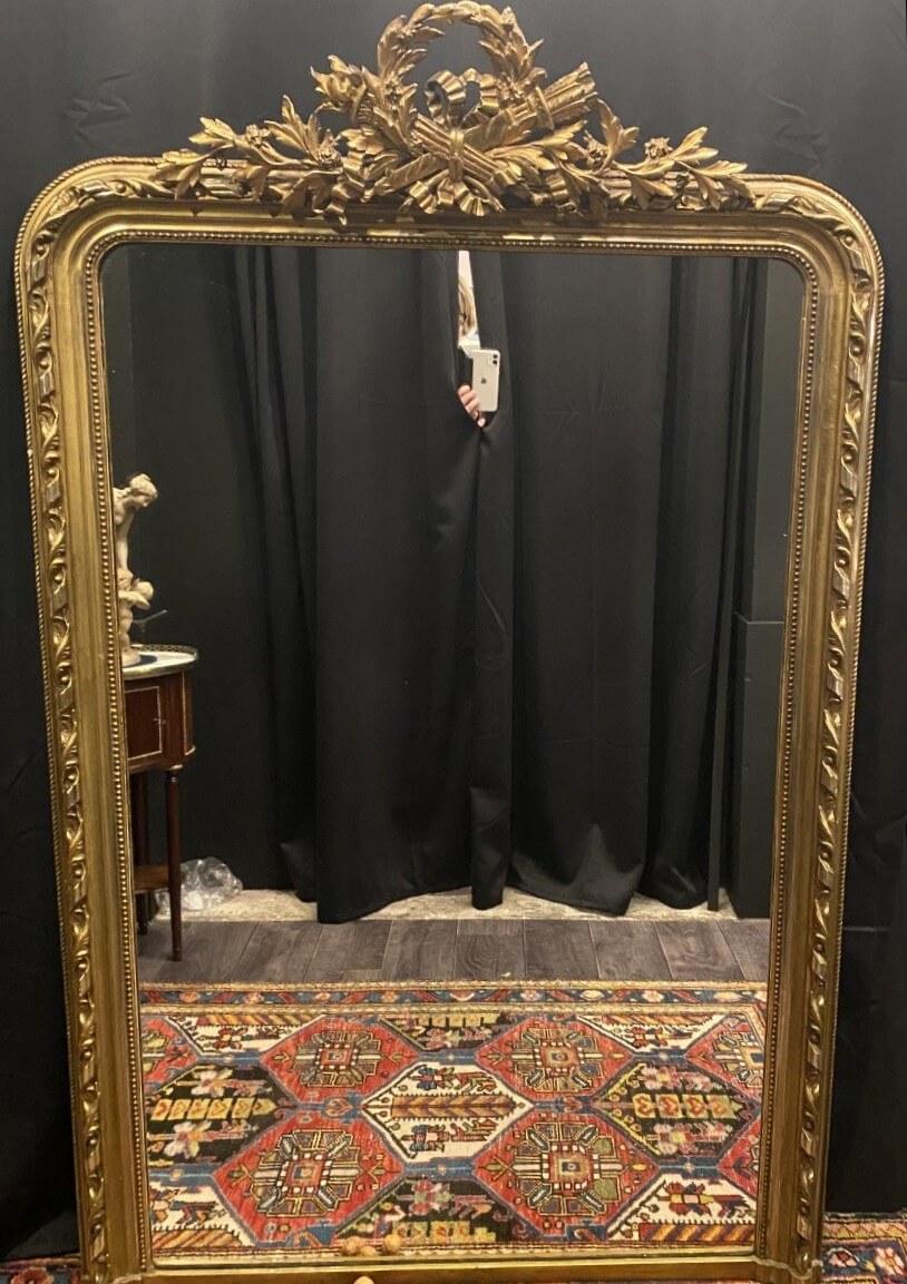 miroir de cheminée en bois doré