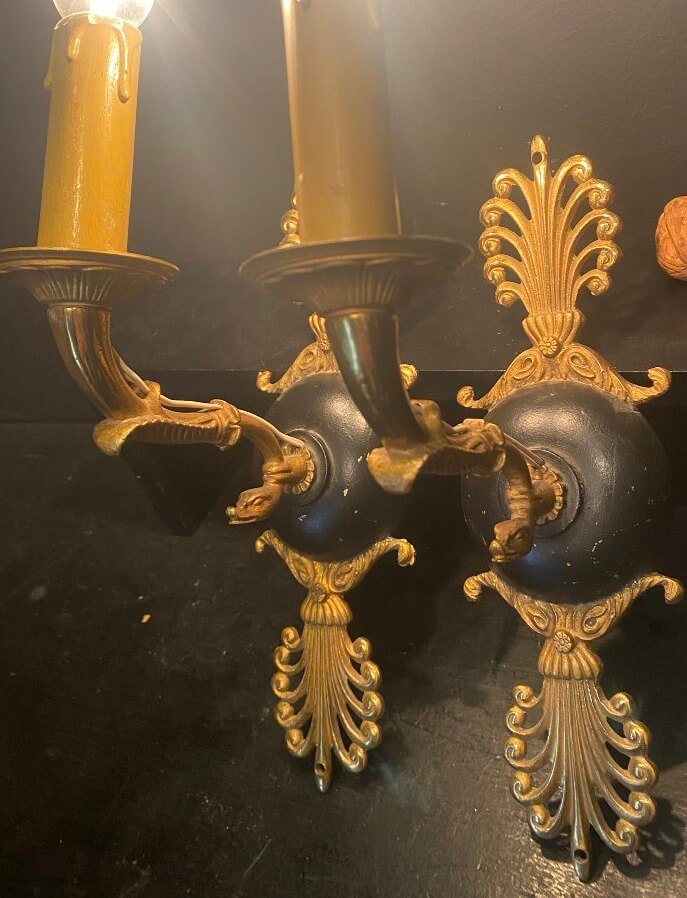 paire d'appliques empire à 1 bras de lumière