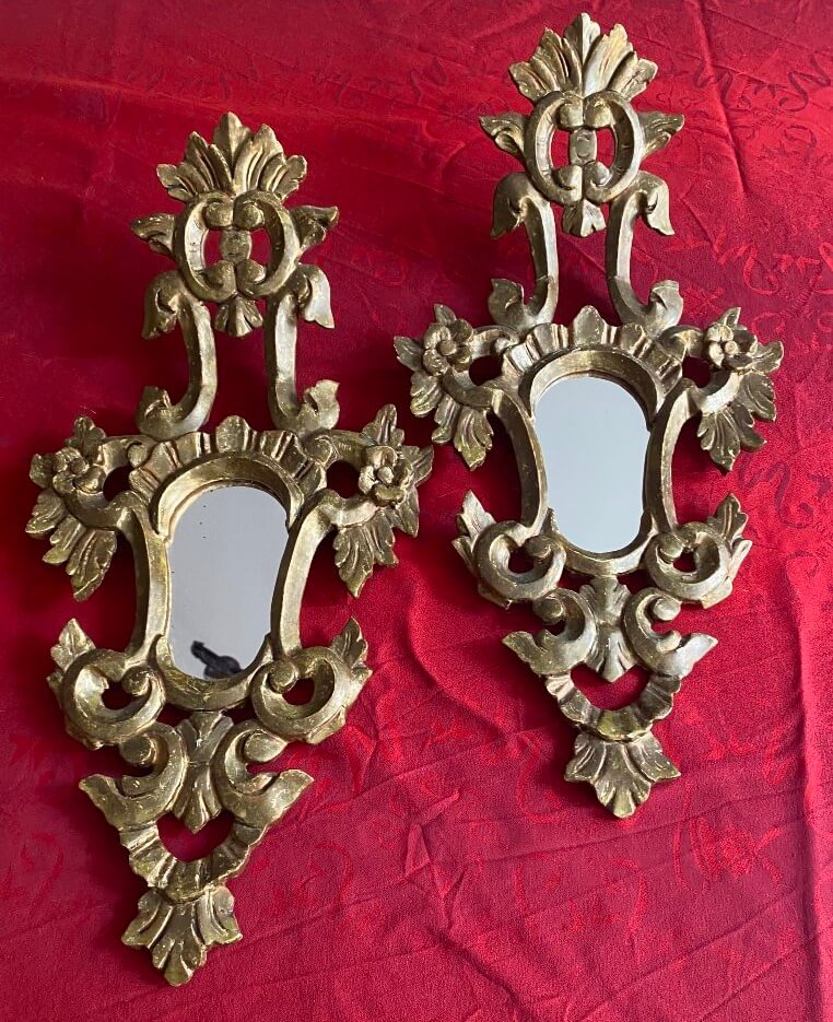 paire de miroir en bois doré