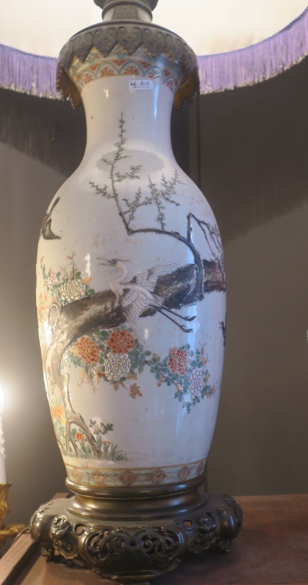 Grand Vase Chinois Monté En Lampe