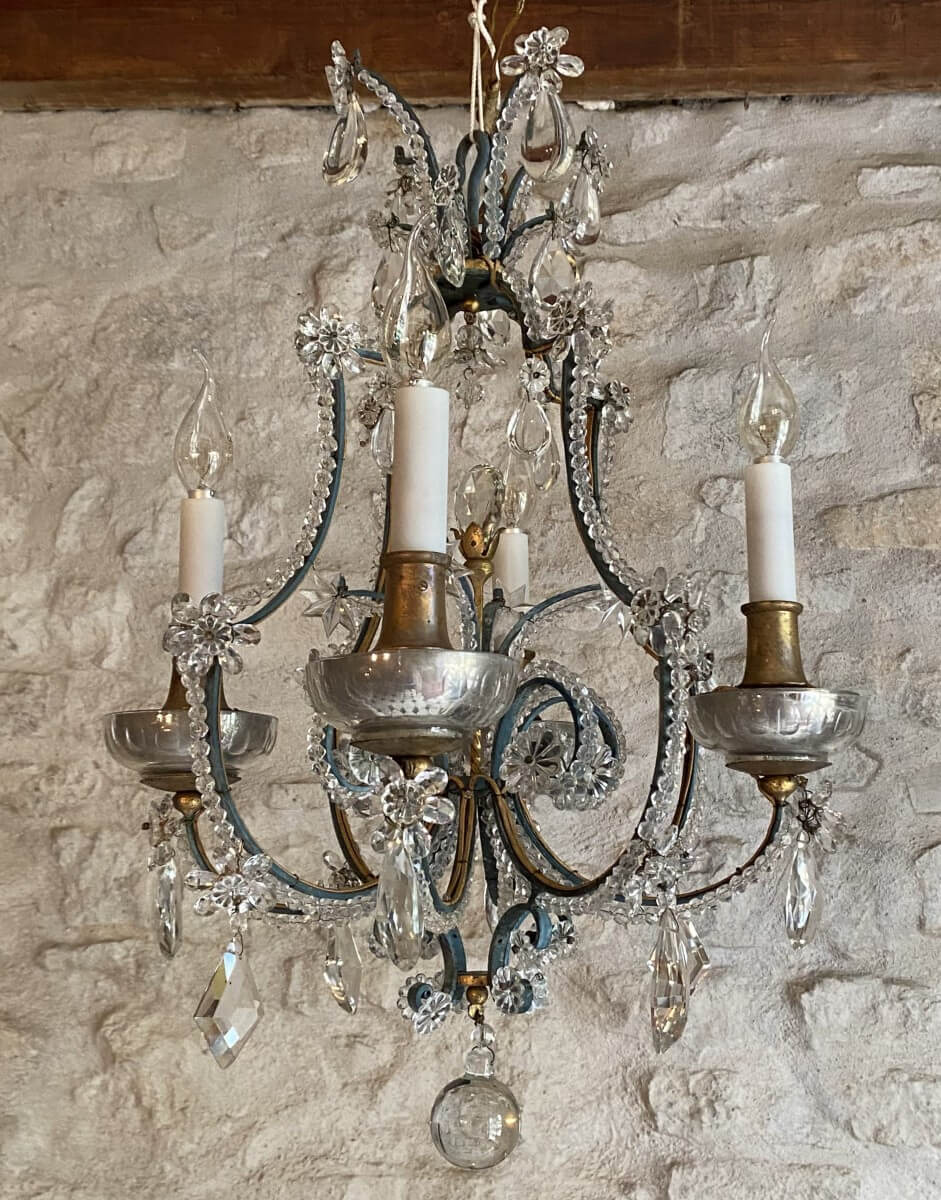lustre en bronze patiné à 4 lumières