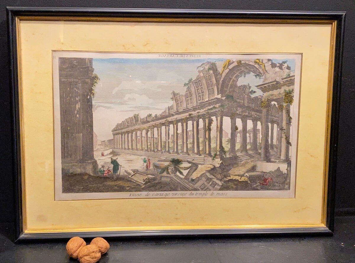 Gravure, Vue Perspective Des Ruines De Cartage .