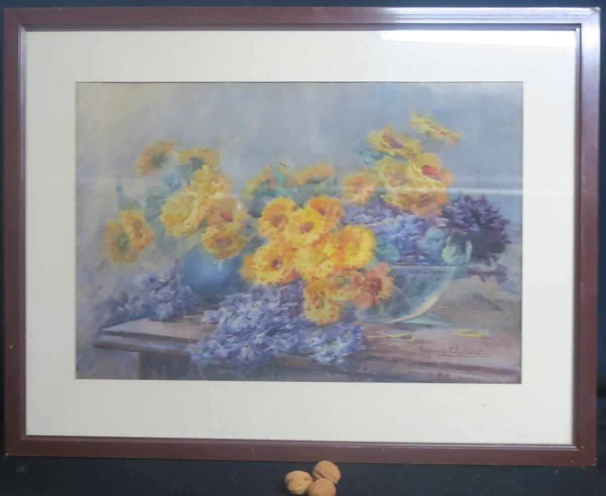 Tableau, Bouquet De Fleurs Signé Marguerite Chalibert