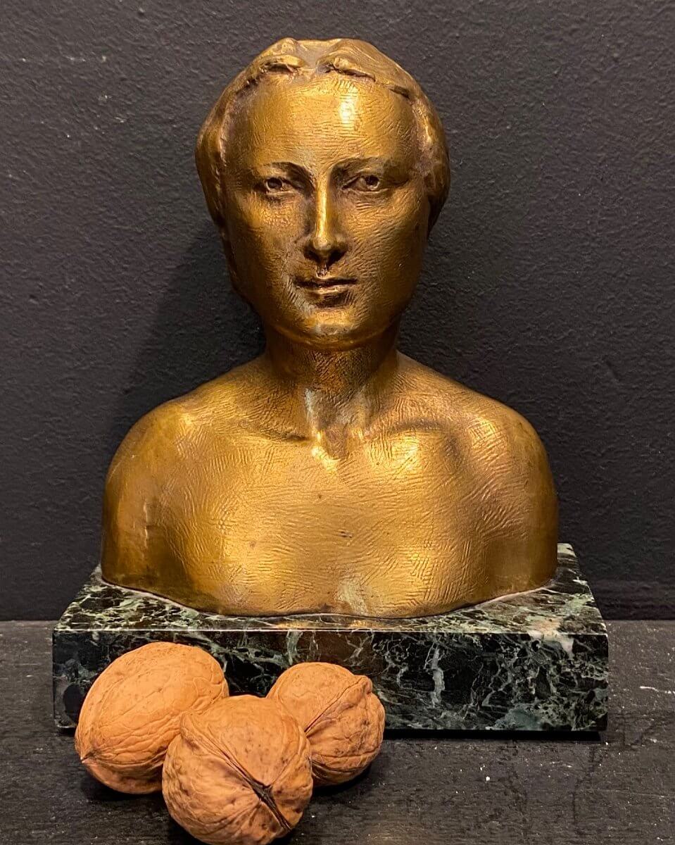 Buste De Jeune Femme En Bronze Signé Bourceret