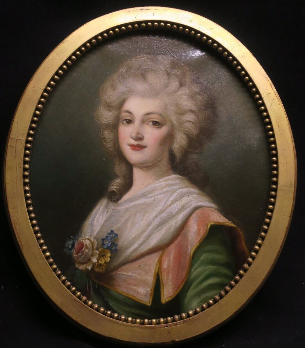 Tableau Oval, Portrait De Jeune Femme .