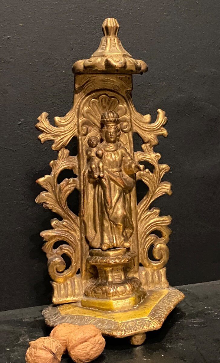 Vierge En Bois Doré