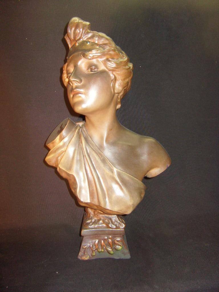 Buste Art Nouveau En Plâtre De Thais