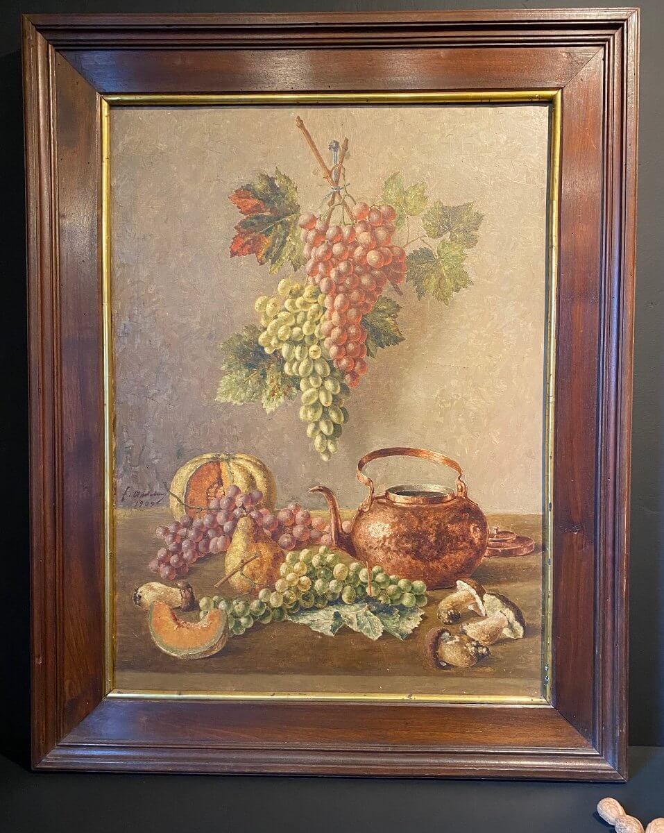 Tableau, Peinture Nature Morte Aux Raisins .