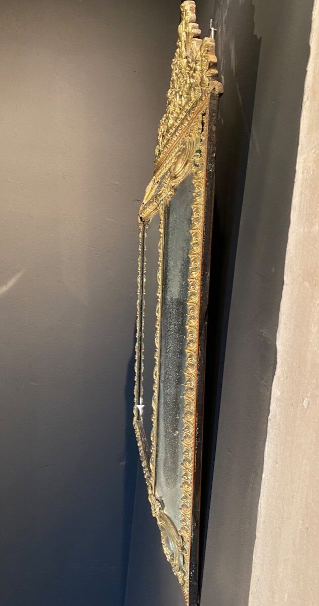Miroir De Style Louis XIV En Laiton Repoussé