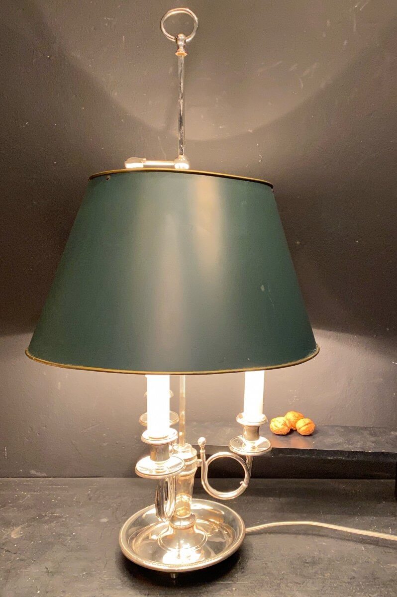 Lampe Bouillotte En Bronze Argenté