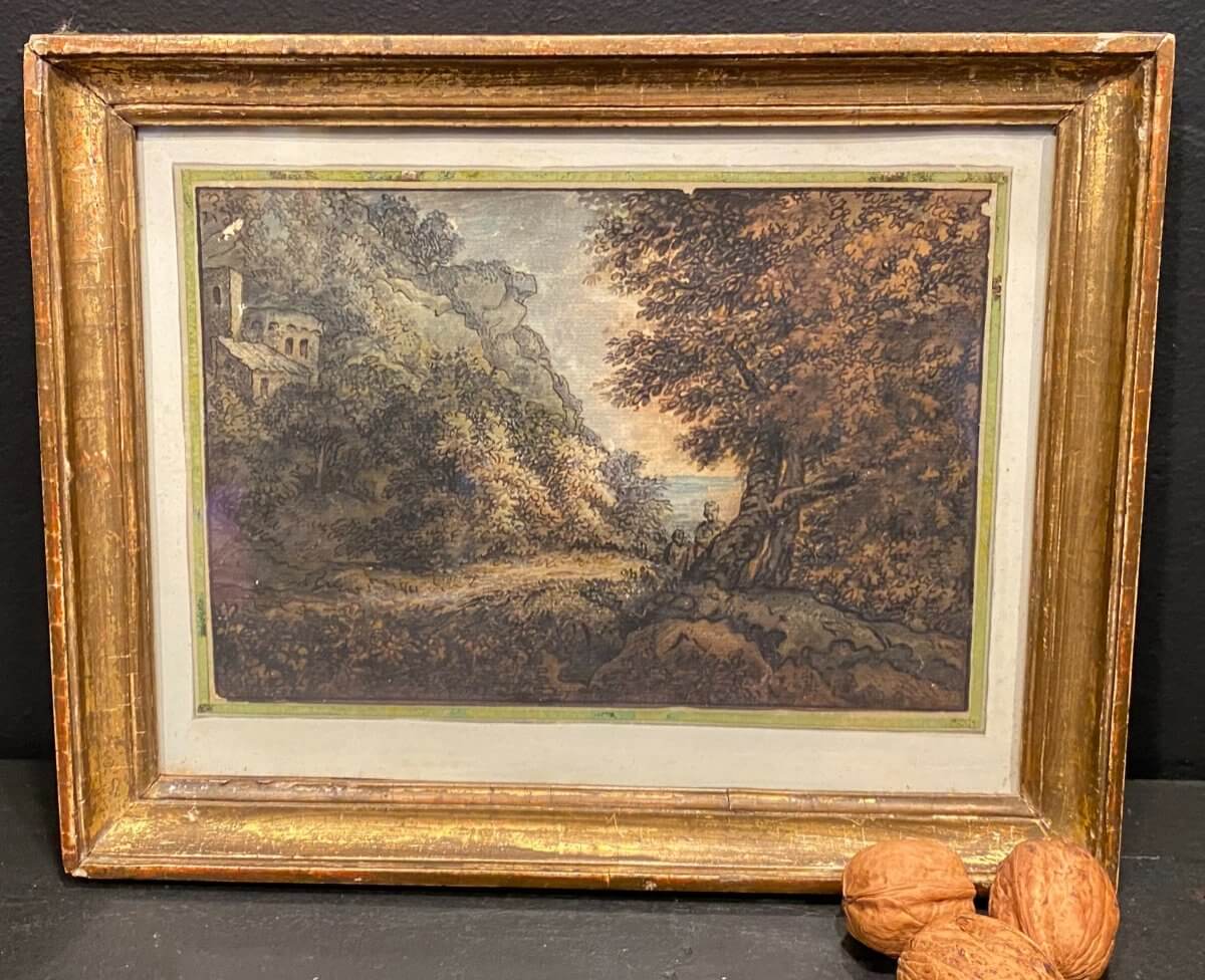 Paysage Signé Waterloo, Dessin Du XVII°