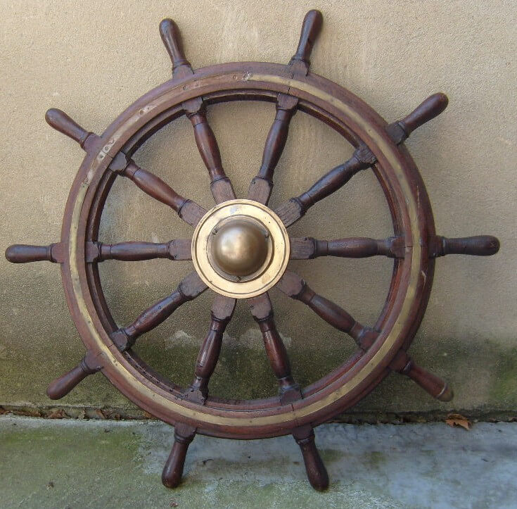Barre à Roue De Bateau En Acajou, XIX° Siècle