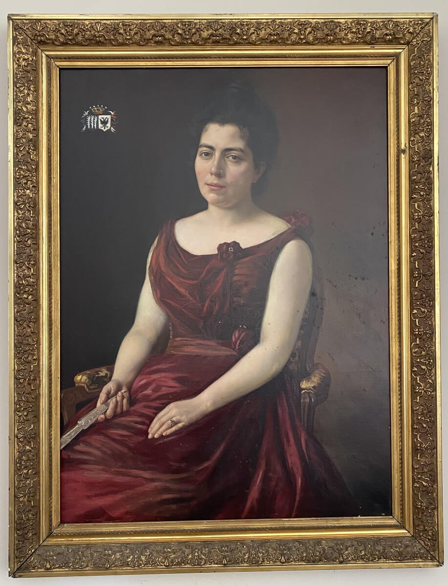 tableau, portrait de femme armorié