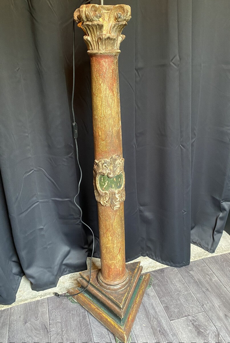 Colonne Peinte XVIII° Montée En Lampe