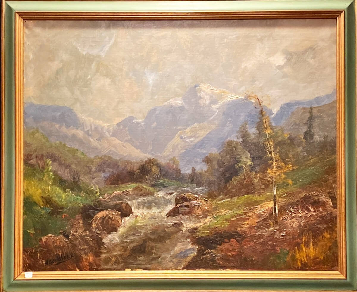 tableau signé A Godchaux, paysage de montagne